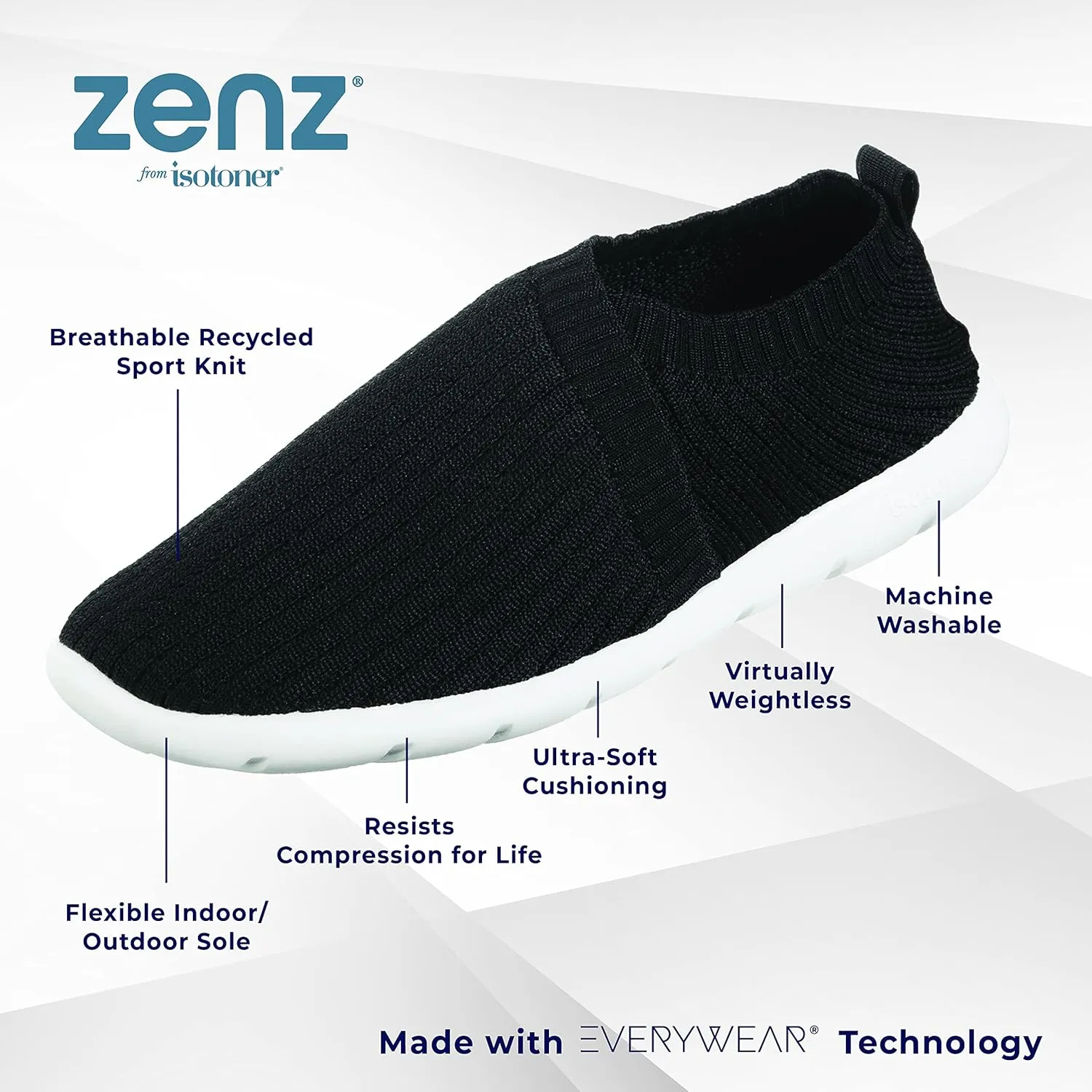 isotoner Women's Lightweight Recycled Stretch Sport Knit Slip-on Slipper Bootie Moccasin