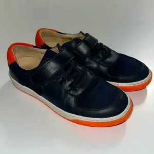 Jacadi Paris Leather Sneaker - Black/Orange 32 US Kids size 1
