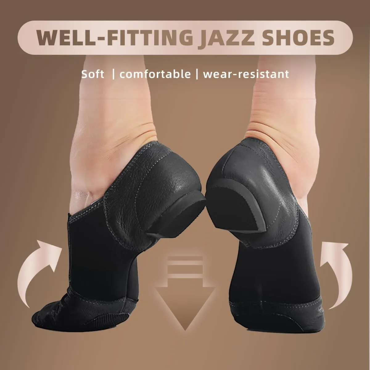 Jazz Shoes for Women Men PU Leather Unisex Slip-On Dance Shoes