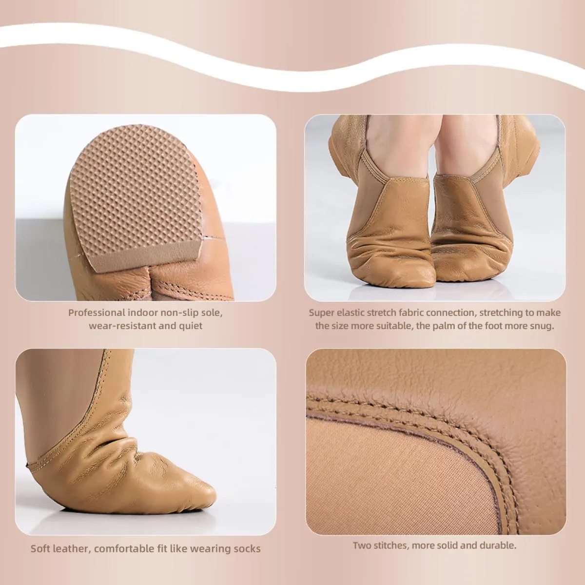 Jazz Shoes for Women Men PU Leather Unisex Slip-On Dance Shoes