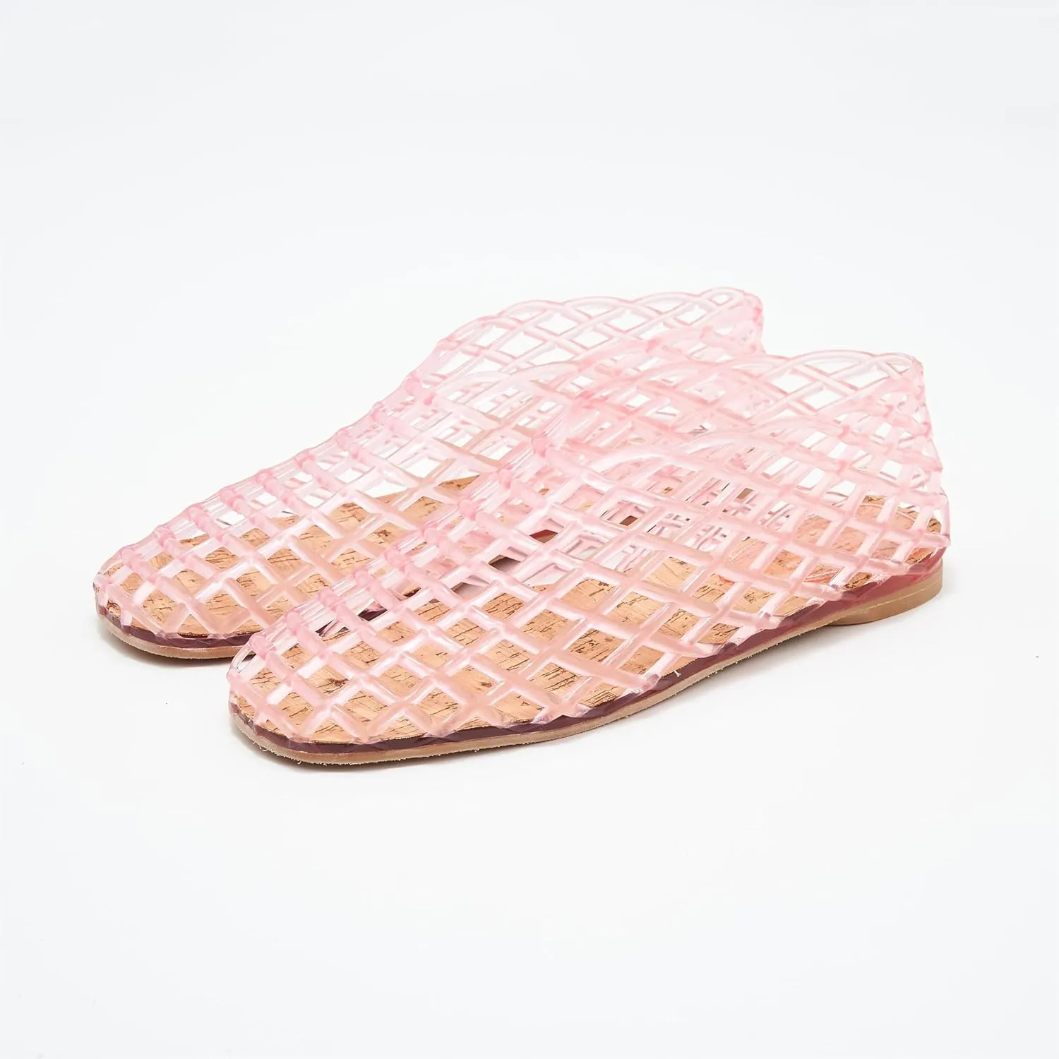 Jelly Mesh Ballet Flats for Women Clear Hollow Shoes Summer Beach Slip-on Ballerina PVC Jellies Shoes