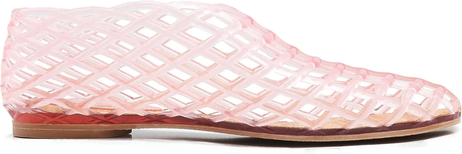 Jelly Mesh Ballet Flats for Women Clear Hollow Shoes Summer Beach Slip-on Ballerina PVC Jellies Shoes