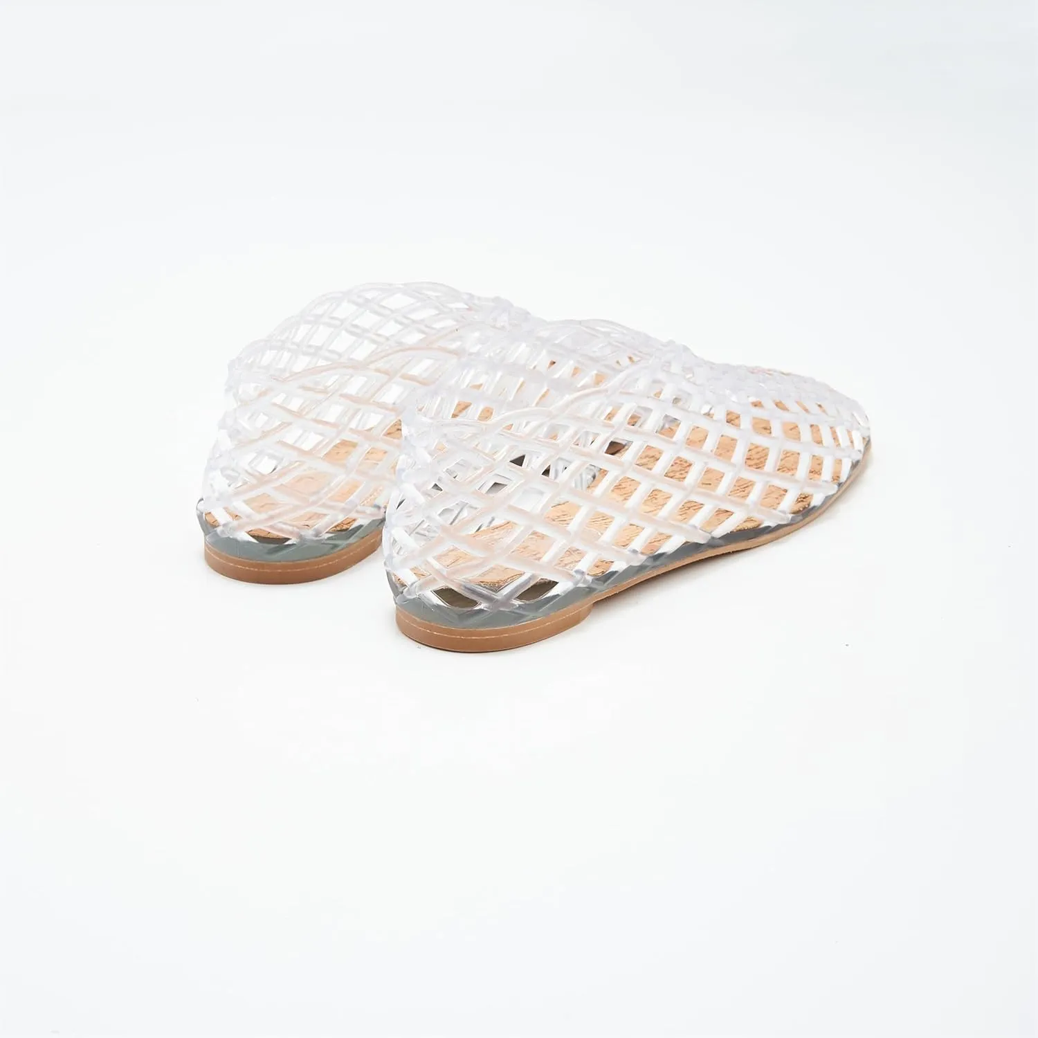Jelly Mesh Ballet Flats for Women Clear Hollow Shoes Summer Beach Slip-on Ballerina PVC Jellies Shoes