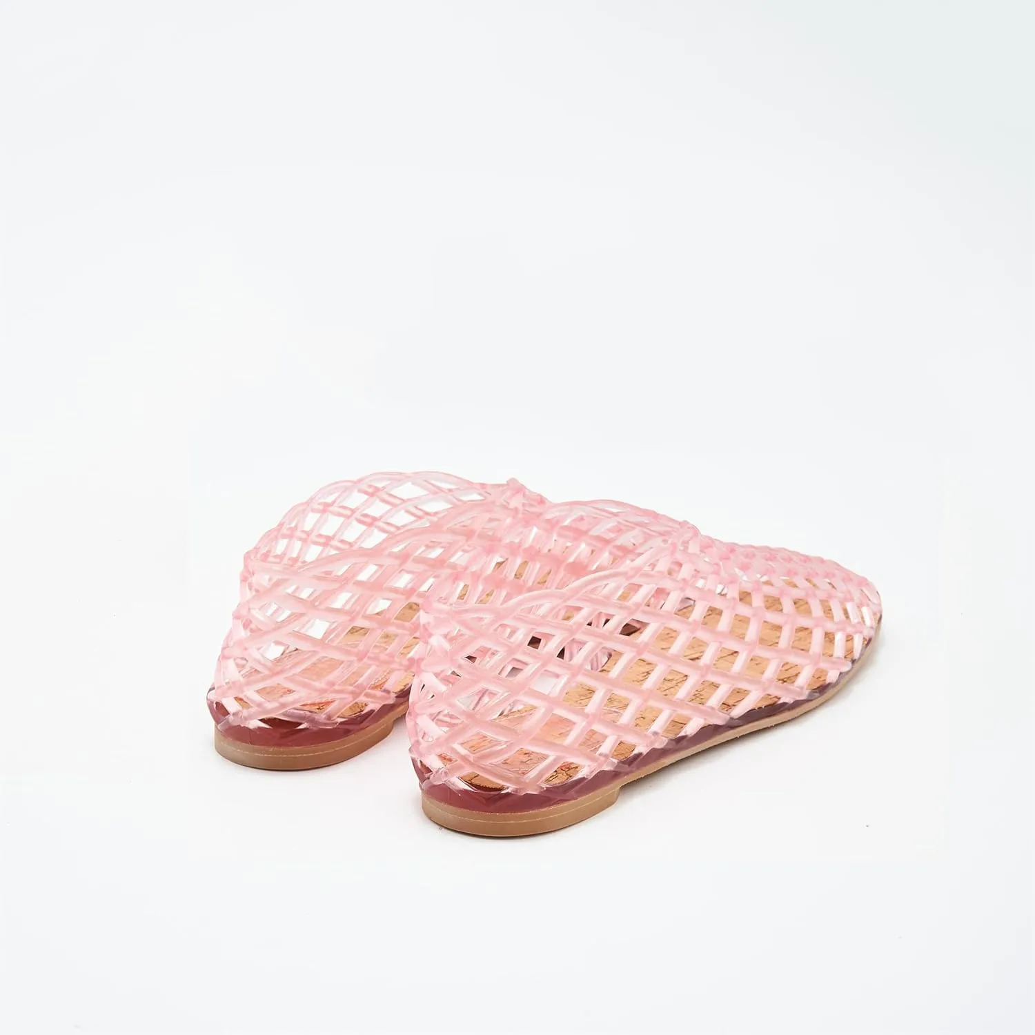 Jelly Mesh Ballet Flats for Women Clear Hollow Shoes Summer Beach Slip-on Ballerina PVC Jellies Shoes