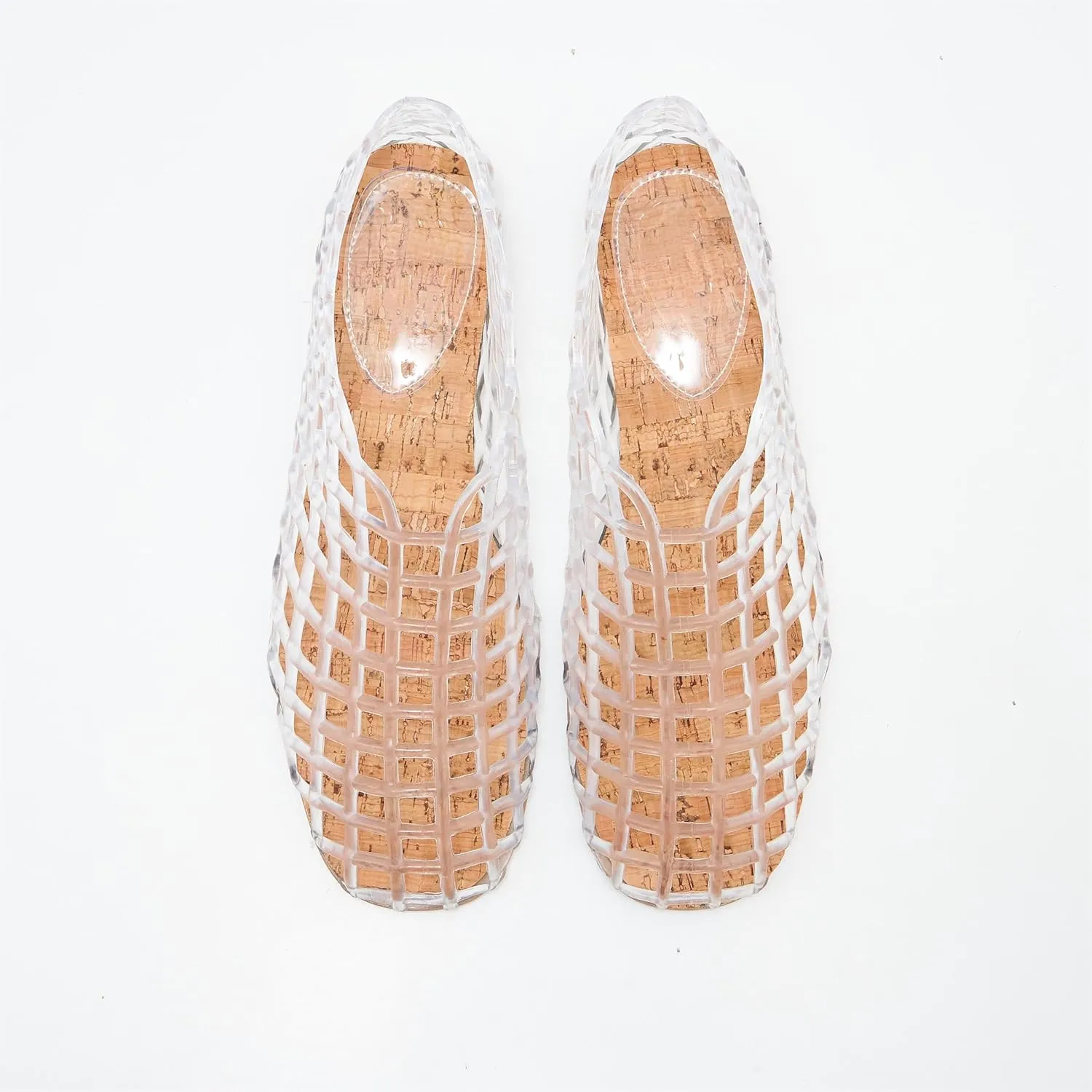 Jelly Mesh Ballet Flats for Women Clear Hollow Shoes Summer Beach Slip-on Ballerina PVC Jellies Shoes