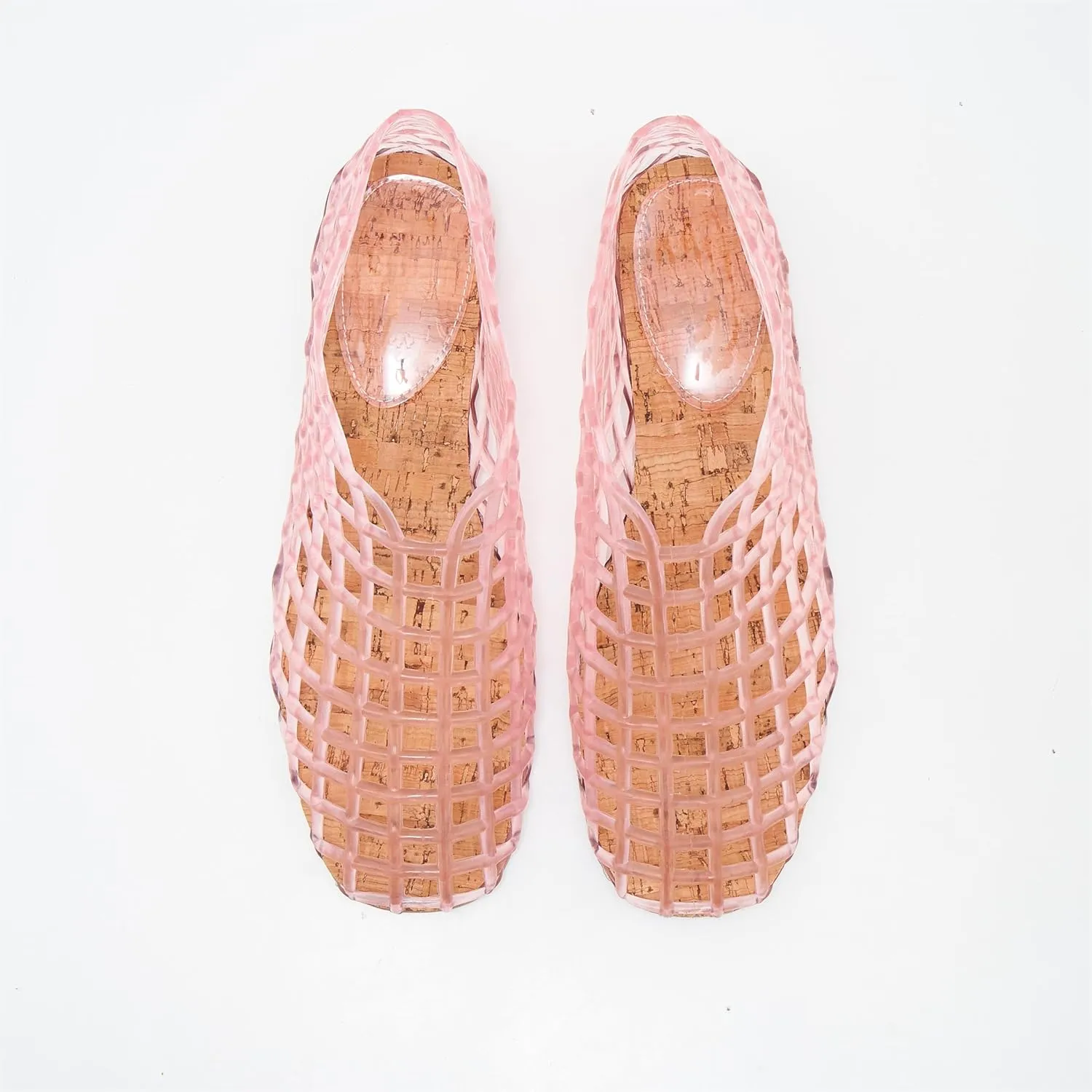 Jelly Mesh Ballet Flats for Women Clear Hollow Shoes Summer Beach Slip-on Ballerina PVC Jellies Shoes