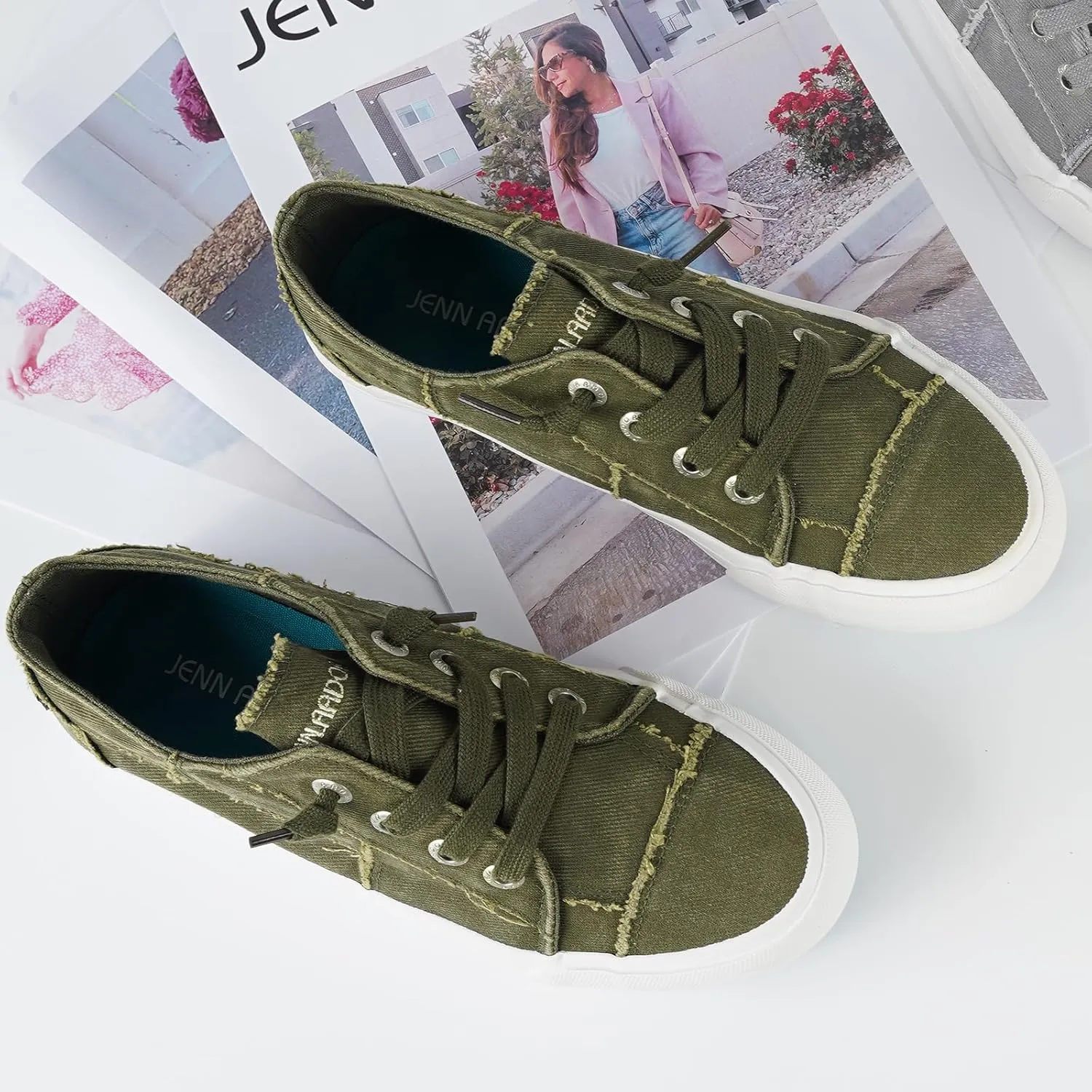 JENN ARDOR Womens Slip On Sneakers Low Tops Canvas Shoes for Women Casual Tennis Shoes Play Sneakers Fashion Shoes