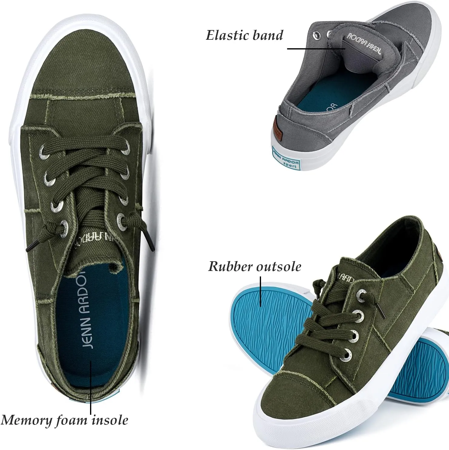 JENN ARDOR Womens Slip On Sneakers Low Tops Canvas Shoes for Women Casual Tennis Shoes Play Sneakers Fashion Shoes