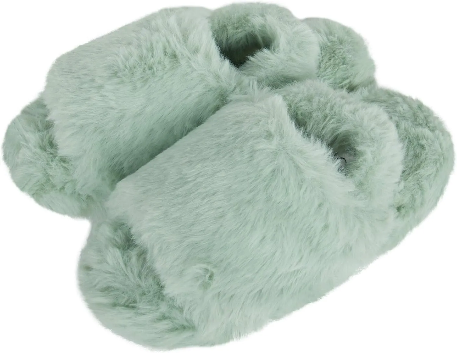 Jessica Simpson Girl's Plush Faux Fur Slip on House Slippers with Memory Foam