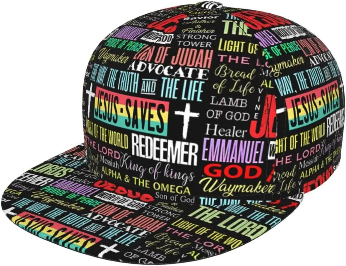 Jesus Baseball Cap for Men Adjustable Flat Bill Brim Cap for Travel Hiking and Outdoor Sports