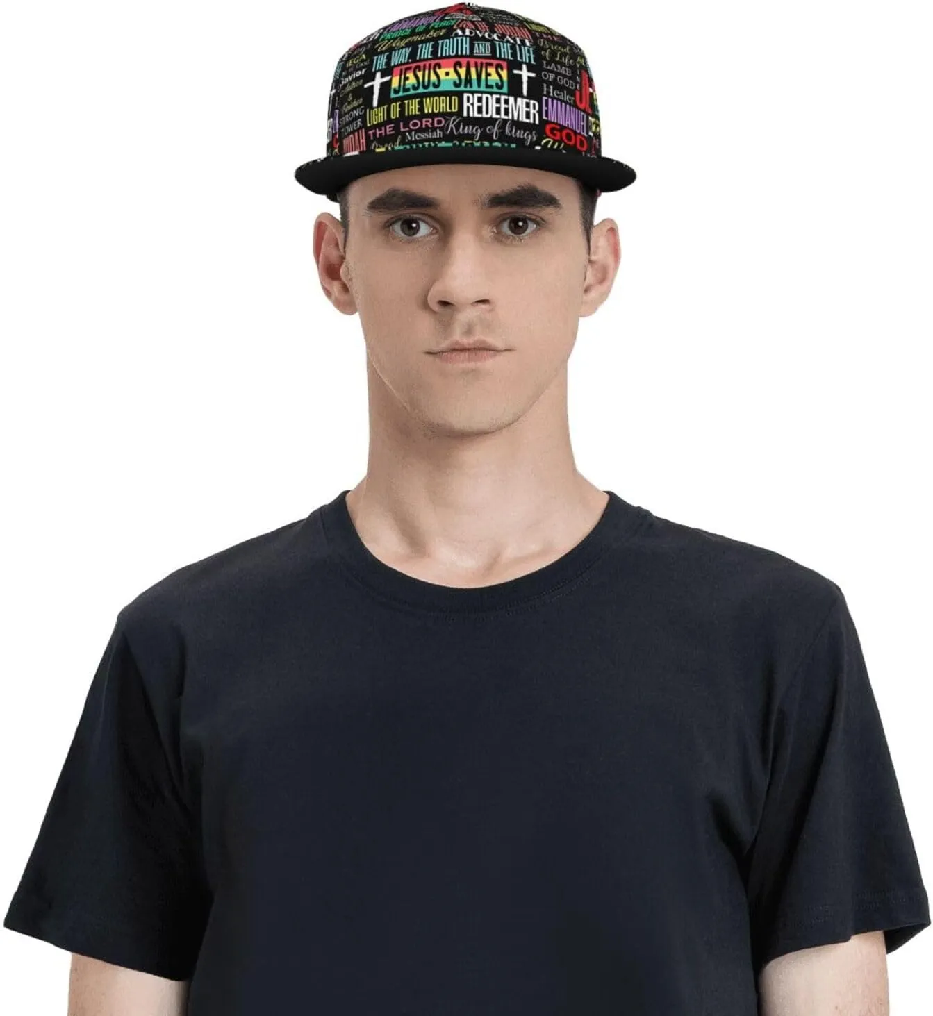 Jesus Baseball Cap for Men Adjustable Flat Bill Brim Cap for Travel Hiking and Outdoor Sports