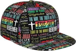 Jesus Baseball Cap for Men Adjustable Flat Bill Brim Cap for Travel Hiking and Outdoor Sports