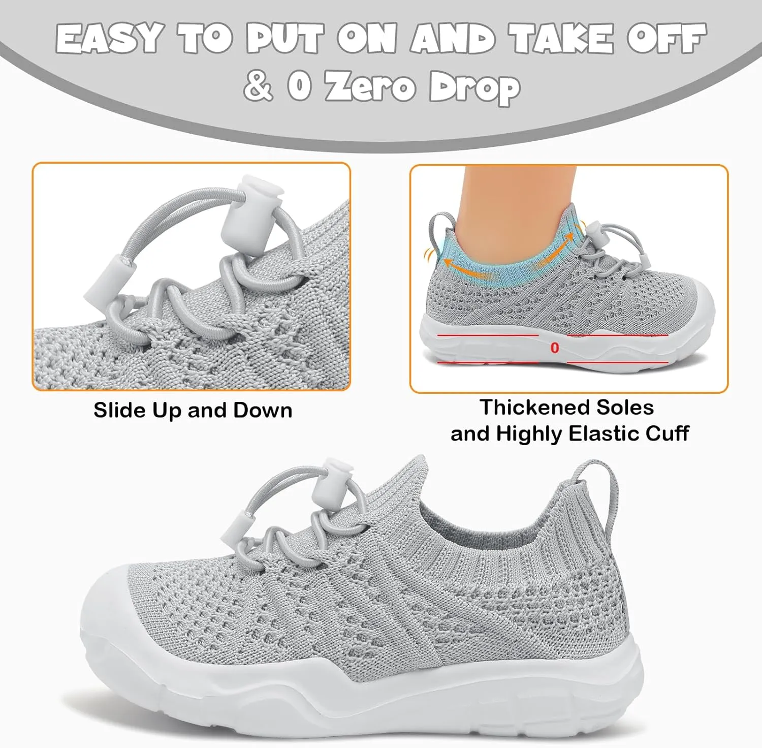 JOINFREE Toddler Shoes Boys Girls Wide Barefoot Shoes Slip On Sneakers for Toddler Kids Breathable Walking Shoes Lightweight Outdoor Tennis Shoes