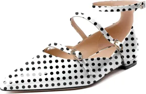 Joseywade Women's Ballet Flat Shoes Ankle Strap Mary Jane Flats Pointed Toe Ballerina Walking Flats Cute Casual Low Comfort Soft Dress Shoes