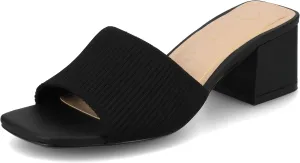Journee Collection Womens Shilin Stretch Knit Dress Sandals Cushioned Slip On Block Heel Open Square Toe Spring Summer