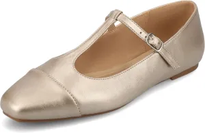 Journee Collection Womens Theah Mary Jane Buckle T-Strap Dress Flats Cushioned Two Tone Square Cap Toe Fashion Shoe