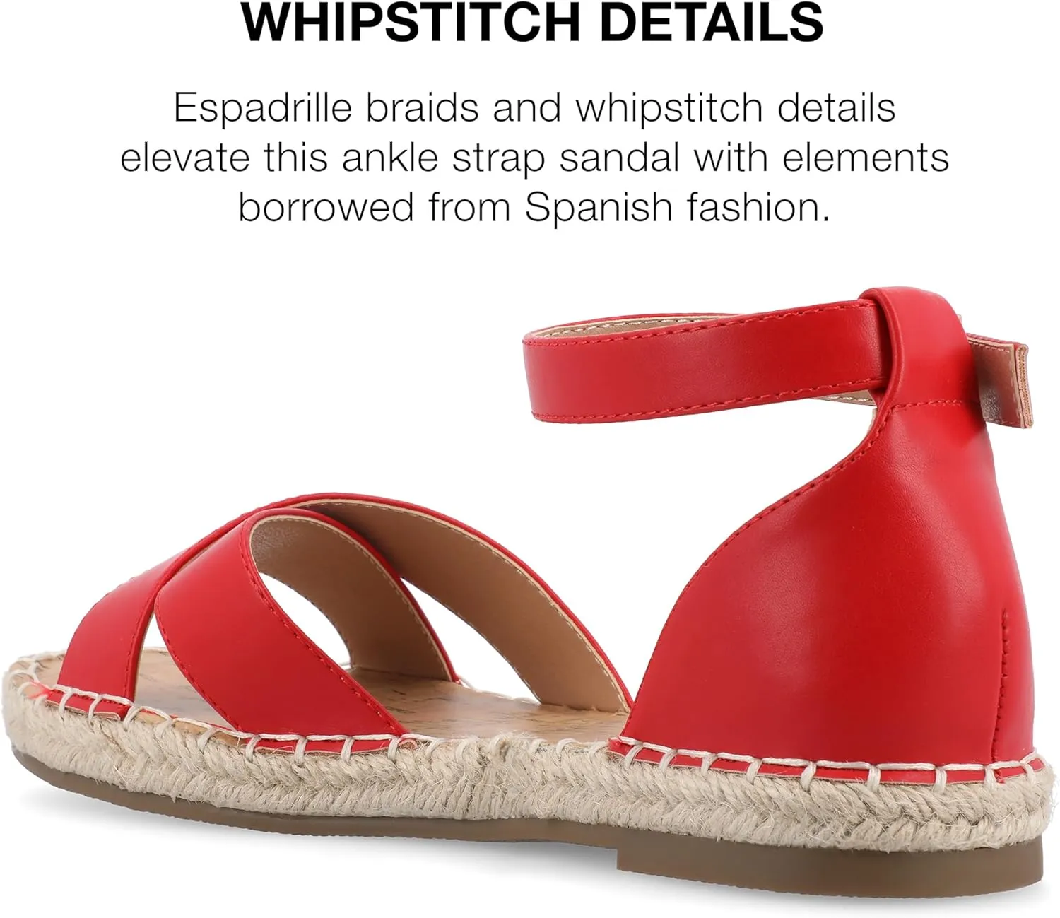 Journee Womens Flat Espadrille Strappy Crisscross Open Round Toe Sandal - Lyddia Buckle Ankle Strap Platform