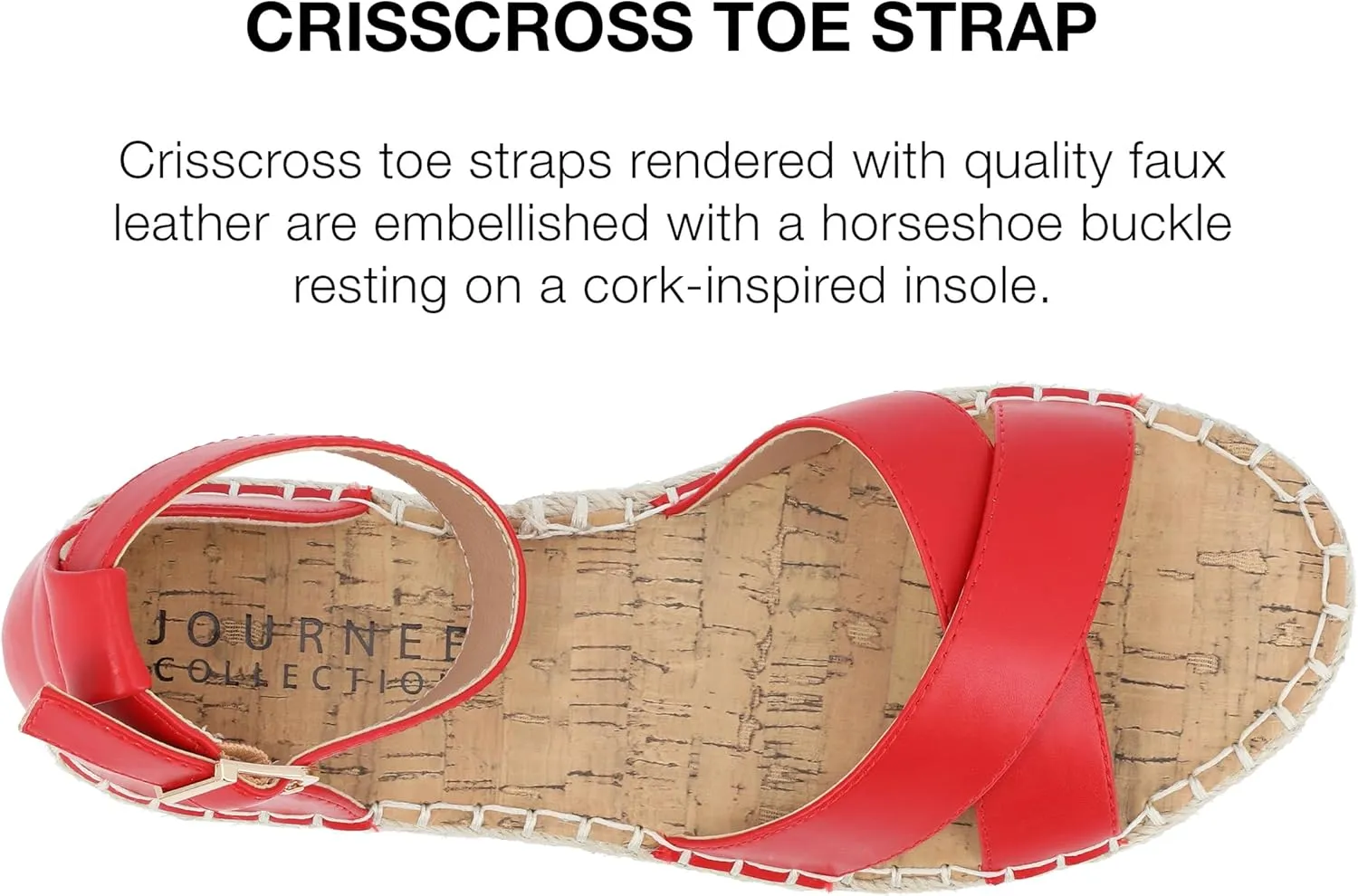 Journee Womens Flat Espadrille Strappy Crisscross Open Round Toe Sandal - Lyddia Buckle Ankle Strap Platform