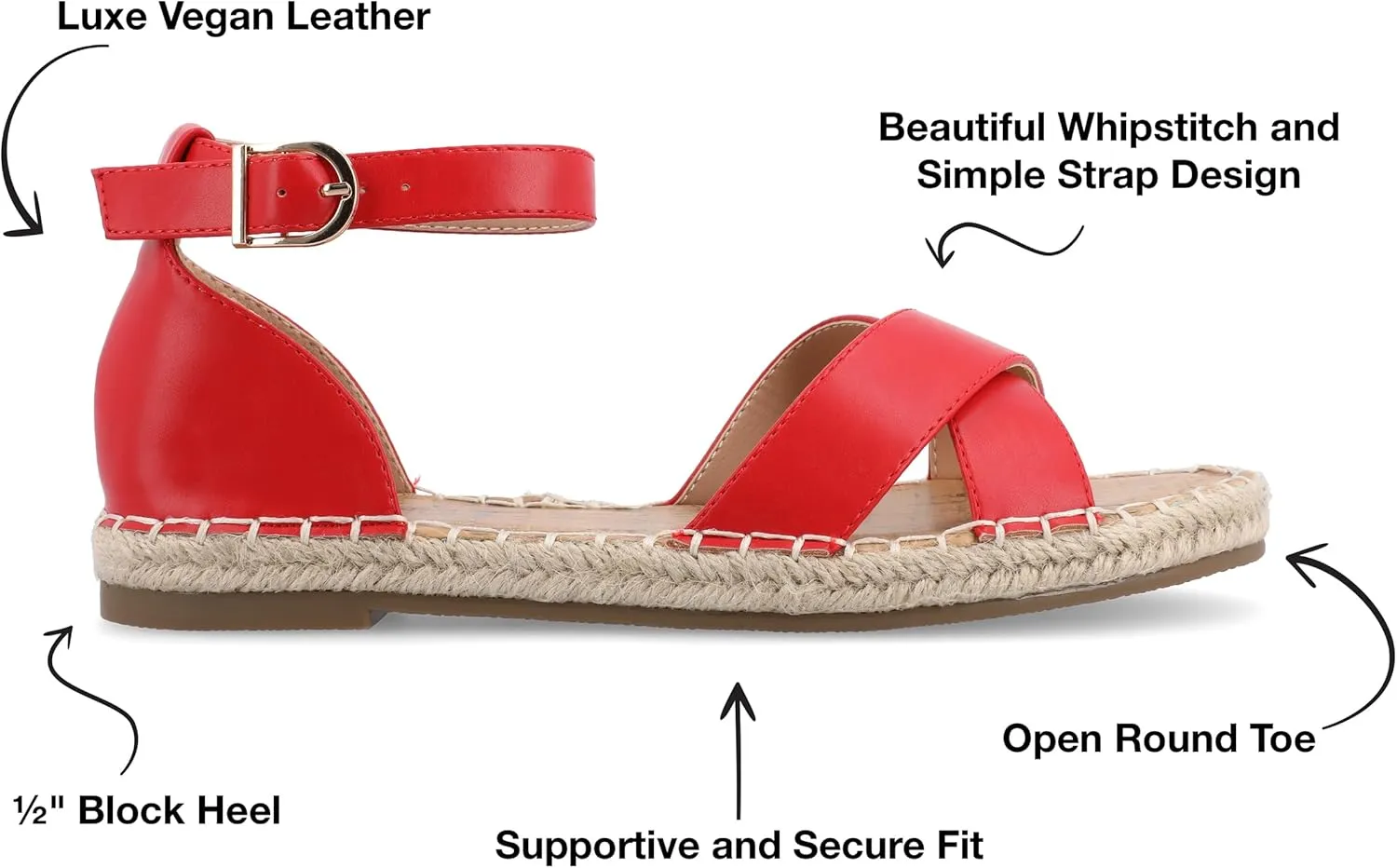 Journee Womens Flat Espadrille Strappy Crisscross Open Round Toe Sandal - Lyddia Buckle Ankle Strap Platform