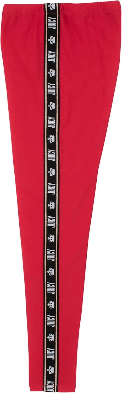 Juicy Couture Girls' Leggings, Full Length Pull-on Stretch Pants with Logo Design & Elastic Waistband