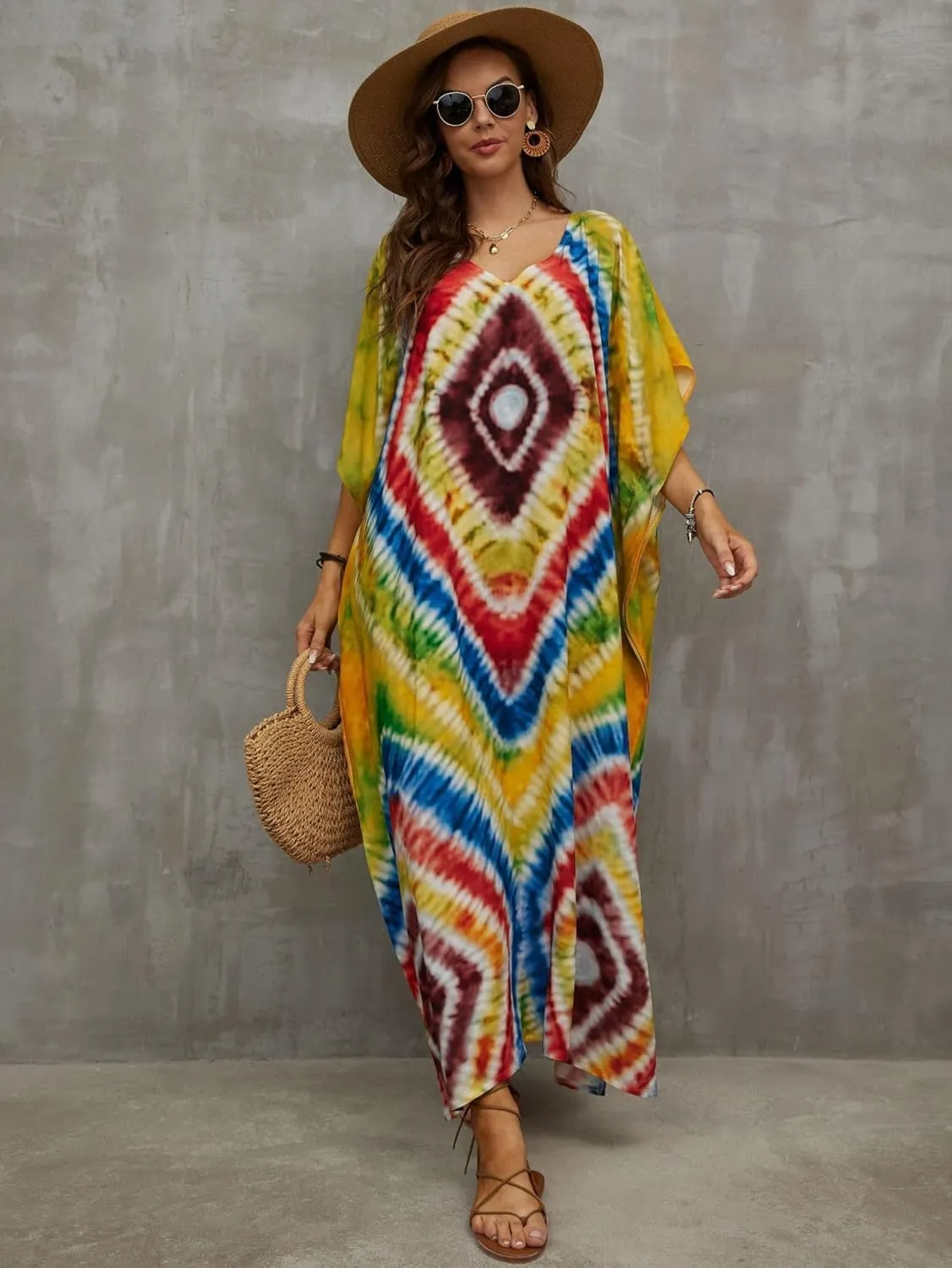 Kaftan Dresses for Women Plus Size Bathing Suit Cover up Caftan Maxi Beach Dresses