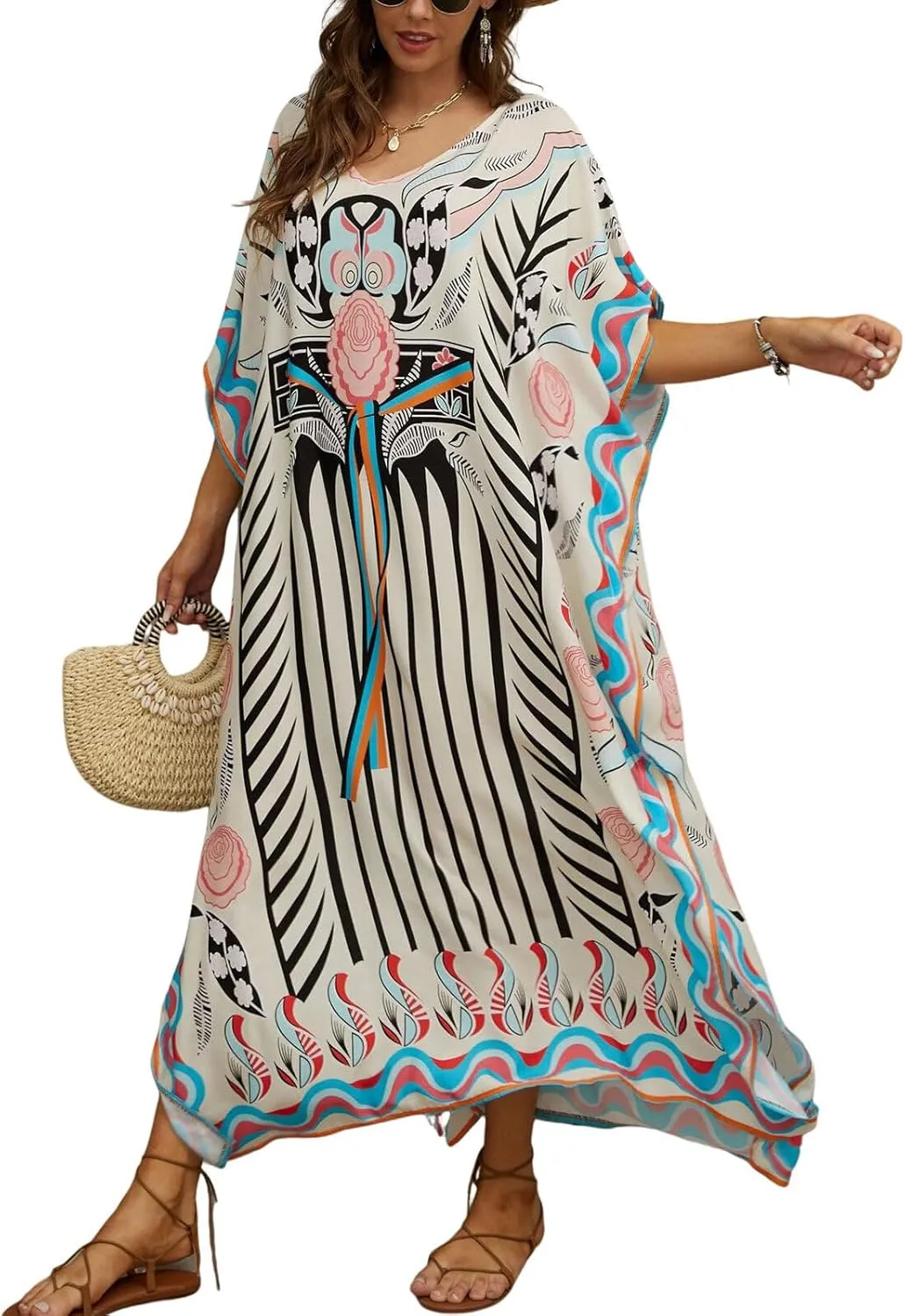Kaftan Dresses for Women Plus Size Bathing Suit Cover up Caftan Maxi Beach Dresses