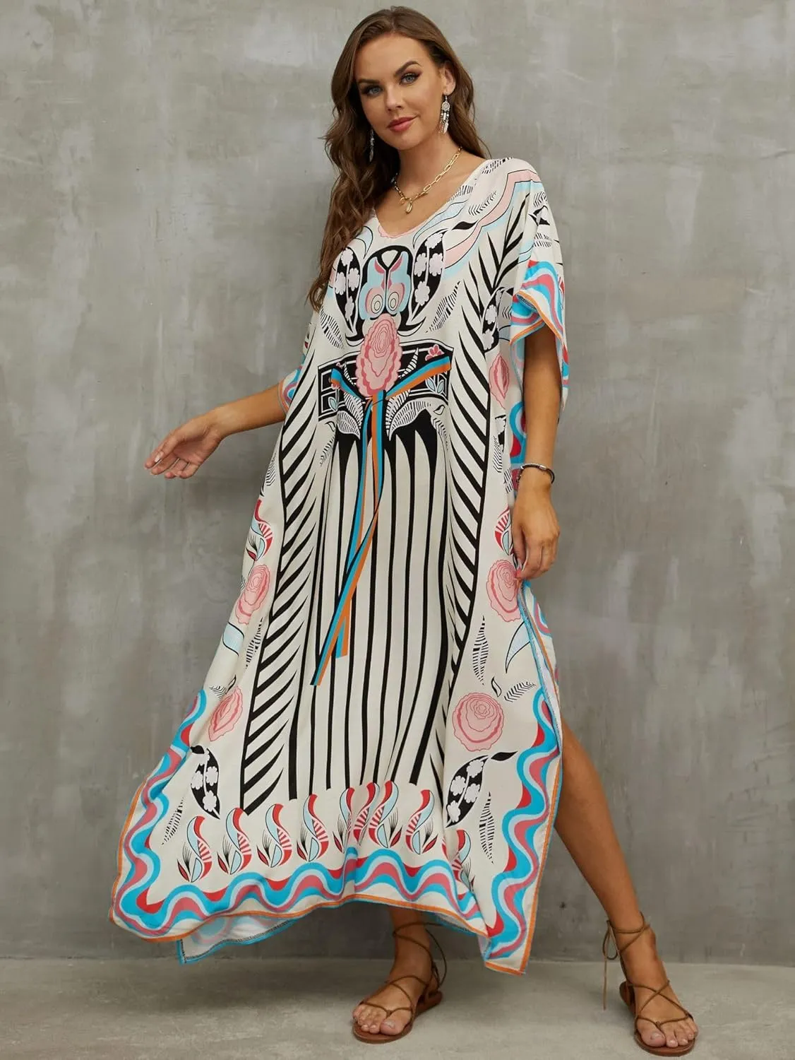 Kaftan Dresses for Women Plus Size Bathing Suit Cover up Caftan Maxi Beach Dresses