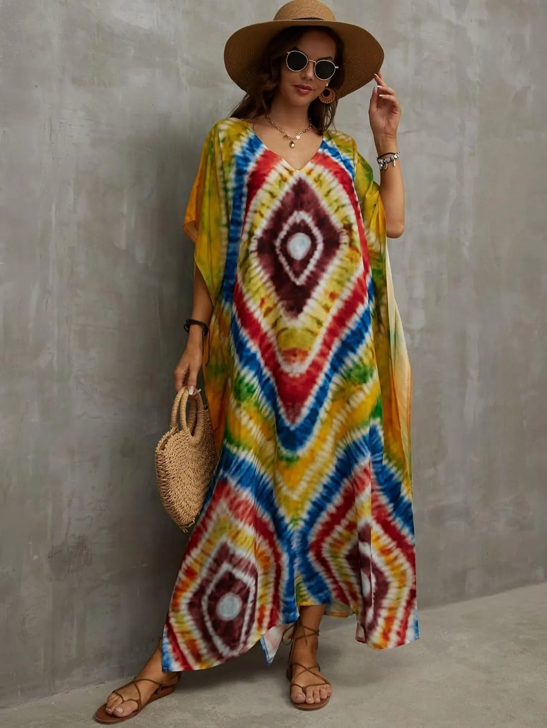 Kaftan Dresses for Women Plus Size Bathing Suit Cover up Caftan Maxi Beach Dresses