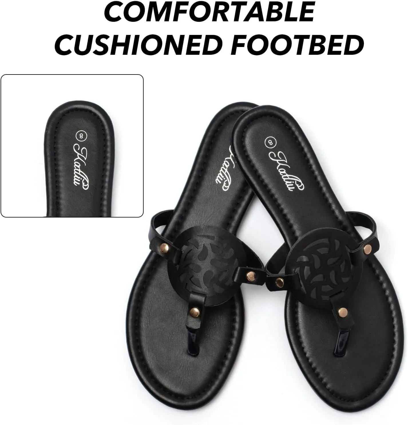 katliu Women's Flat Sandals Flip Flop Sandals Comfortable Dressy Thong Sandals