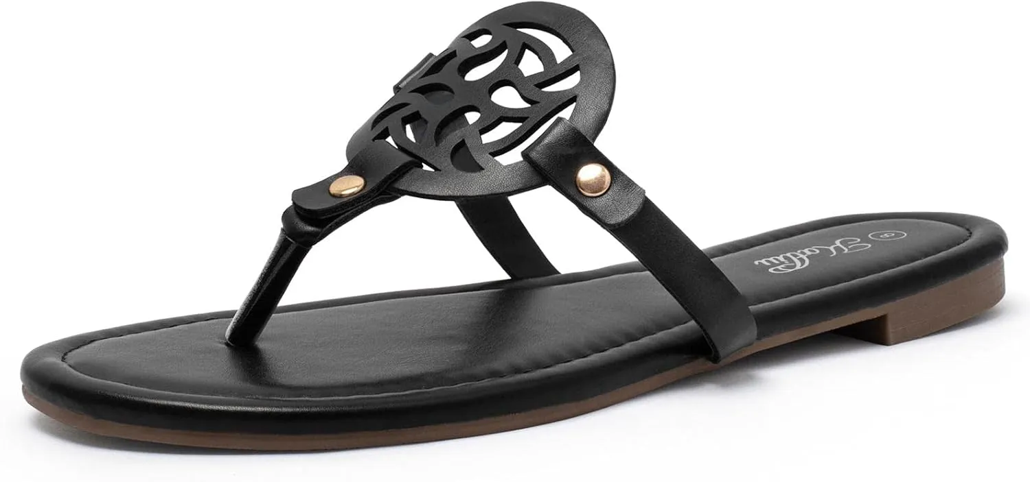 katliu Women's Flat Sandals Flip Flop Sandals Comfortable Dressy Thong Sandals
