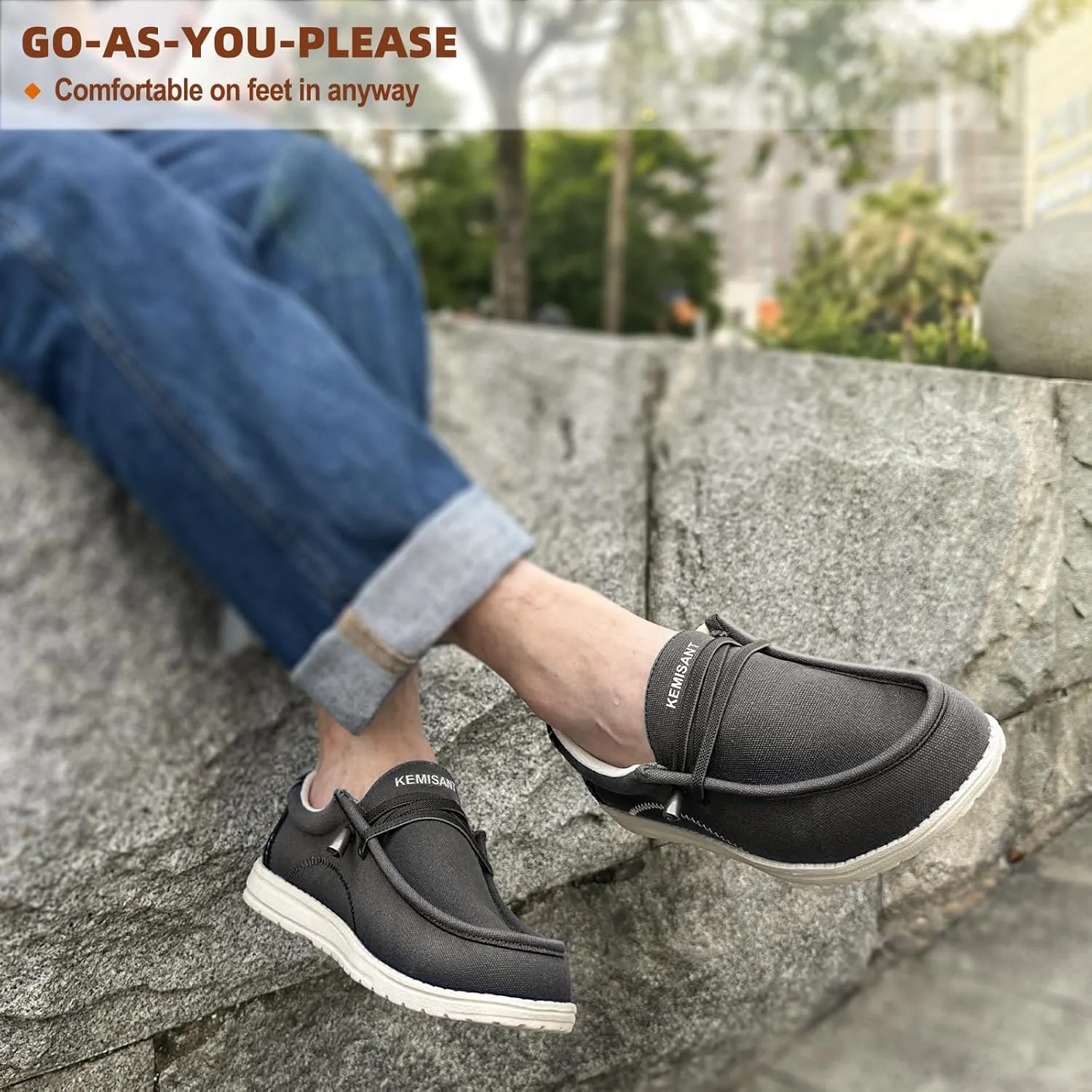 KEMISANT Men Slip On Shoes, Boat Shoes Sneaker Shoes Walking Shoes for Men Women Stretch Fit Lightweight