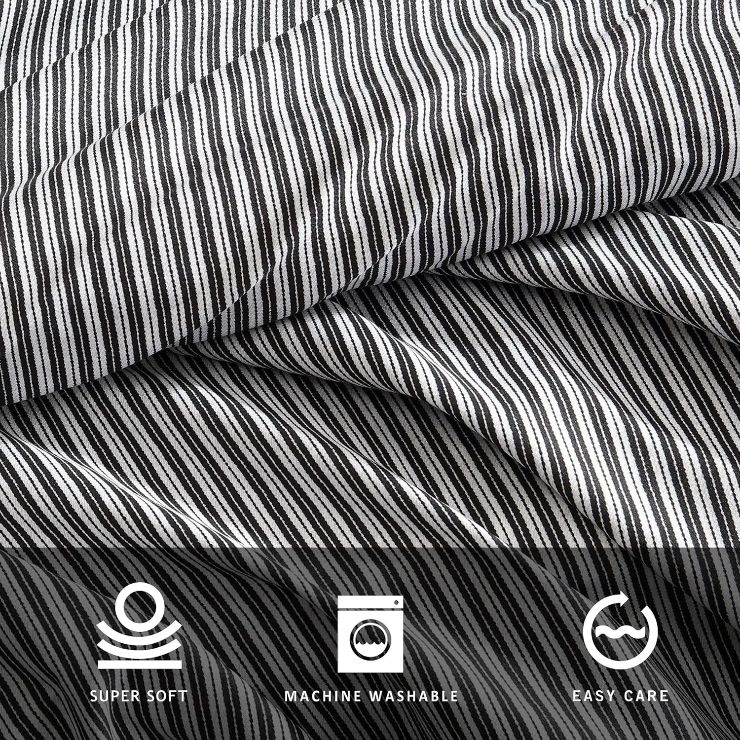 Kenneth Cole - Twin Sheet Set, Super Soft Wrinkle-Resistant Bedding with Bonus Pillowcases, Striped Home Decor, Oeko-Tex Certified (Twill Stripe Texture Black, Twin)