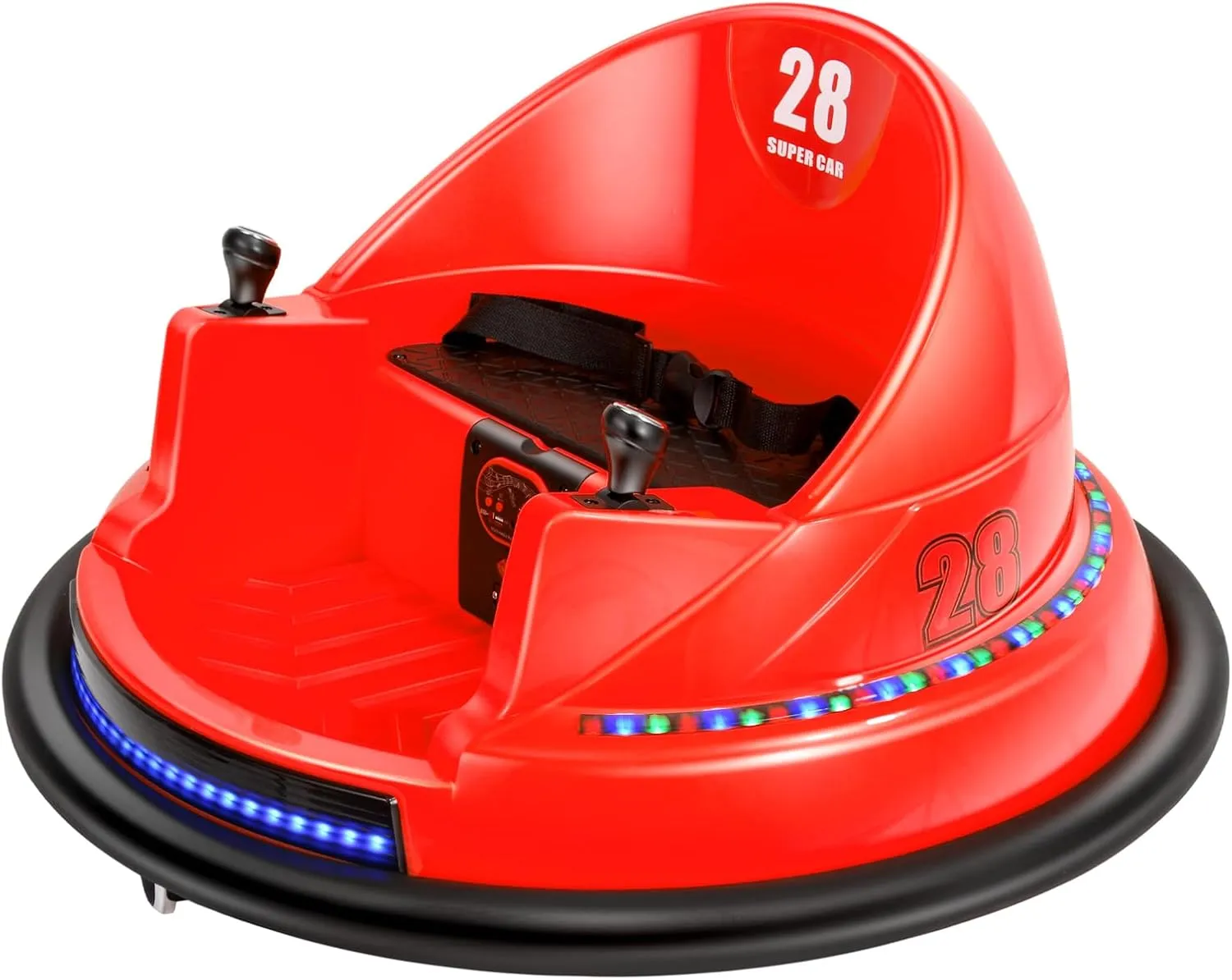 Kids Race Toy 6V Electric Ride On Bumper Car Vehicle Remote Control 360 Spin DIY Numbers 00-99 ASTM-Certified Red,6v Red