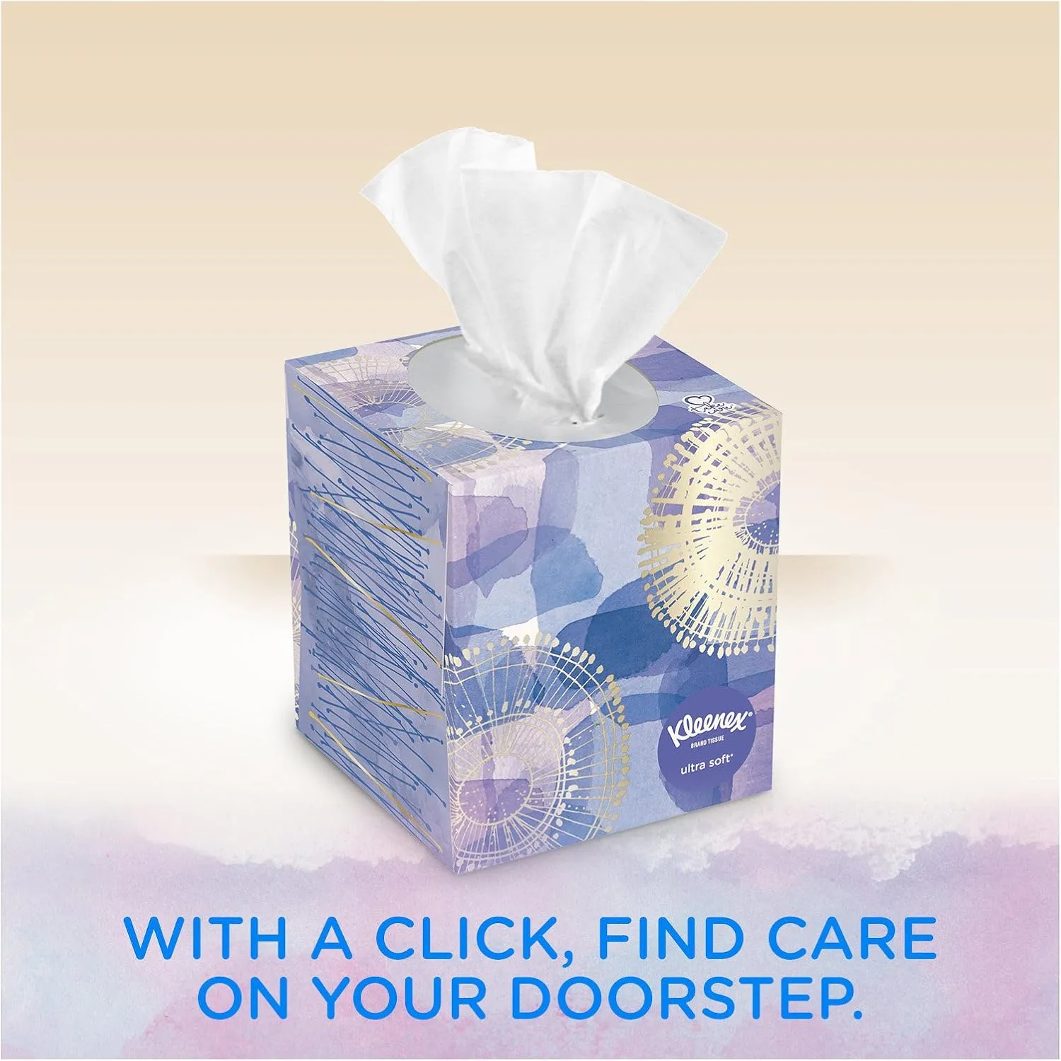 Kleenex Ultra Soft Facial Tissues, Medium Count Flat, 170 ct, 6 Pack. Designs May Vary