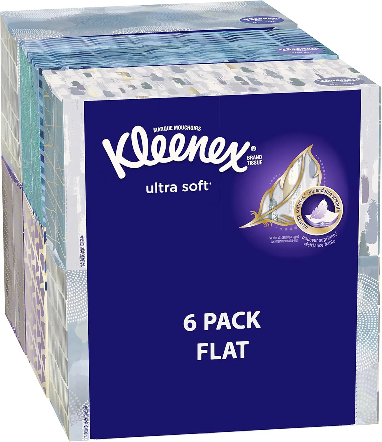 Kleenex Ultra Soft Facial Tissues, Medium Count Flat, 170 ct, 6 Pack. Designs May Vary