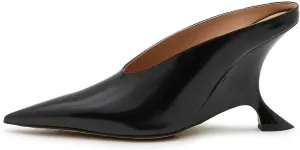 Kluolandi Metallic Heeled Mules for Women Sexy Pointed Closed Toe Slip On Wedge Mule Pumps Heels