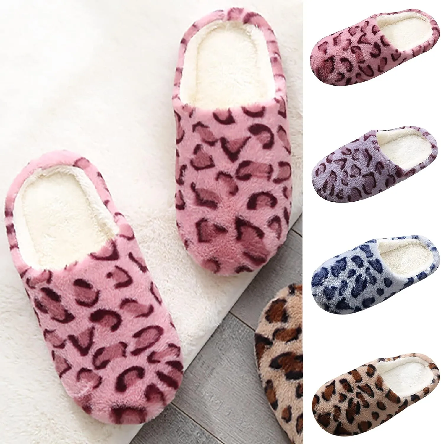 KRIDDR Couples Winter Cotton Slippers Thick Bottom Non-Slip Plush Home Slippers Warm Flat Shoes