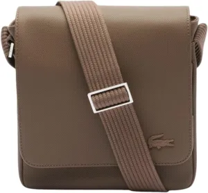 Lacoste Mens Classic Flap Close Shoulder Bag, Brown, One Size