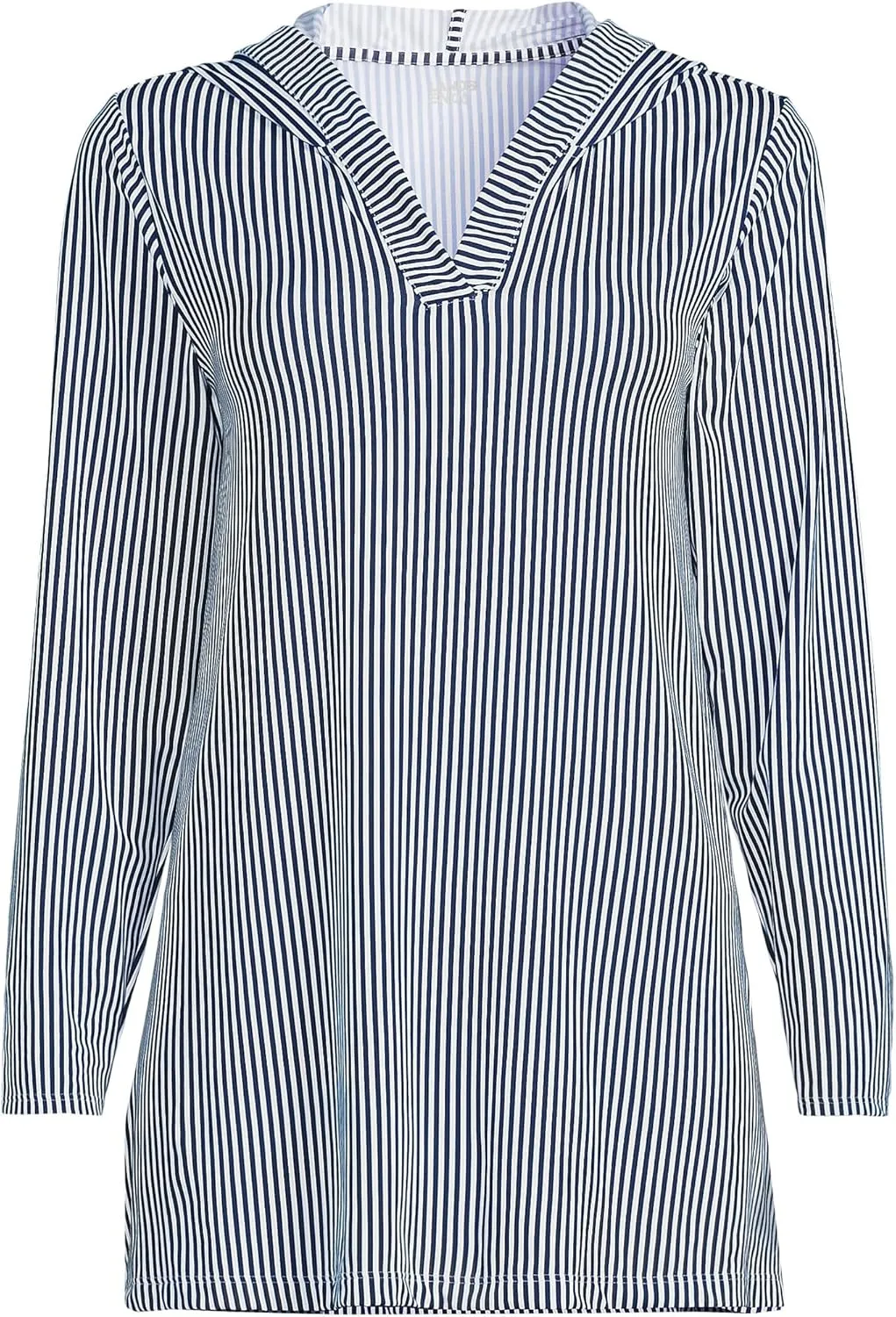 Lands' End Women's Cotton Jersey Long Sleeve Hooded Swim Cover-up Dress