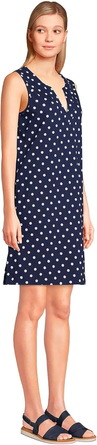 Lands' End Women's Cotton Jersey Sleeveless Swim Cover-up Dress