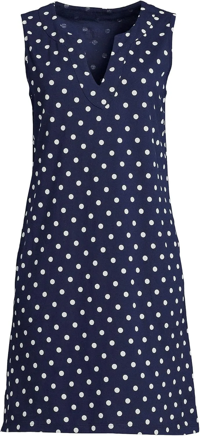 Lands' End Women's Cotton Jersey Sleeveless Swim Cover-up Dress