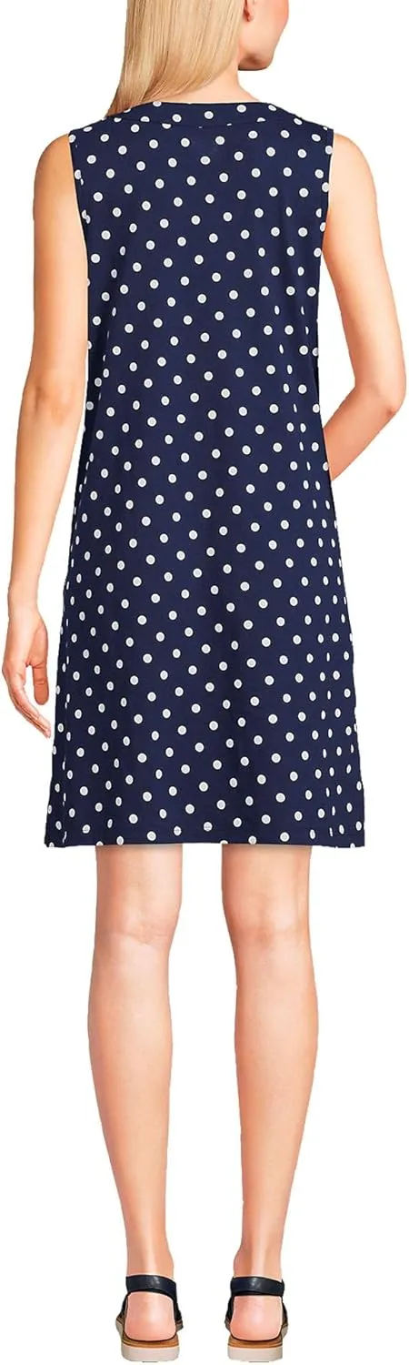 Lands' End Women's Cotton Jersey Sleeveless Swim Cover-up Dress