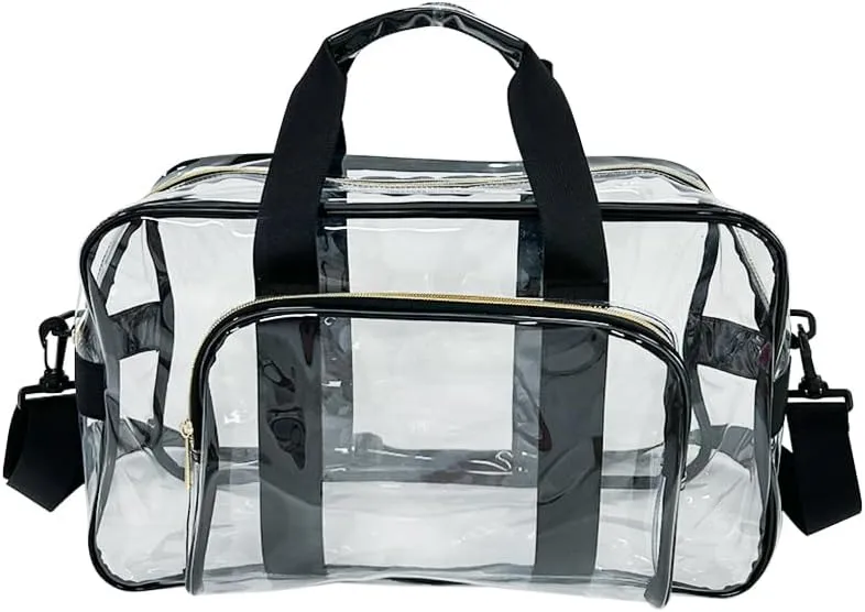 Large Heavy Clear travel Bag,Stadium Approved Clear Gym Bag with Adjustable Strap, for Home, Work, Concerts, Sports Events