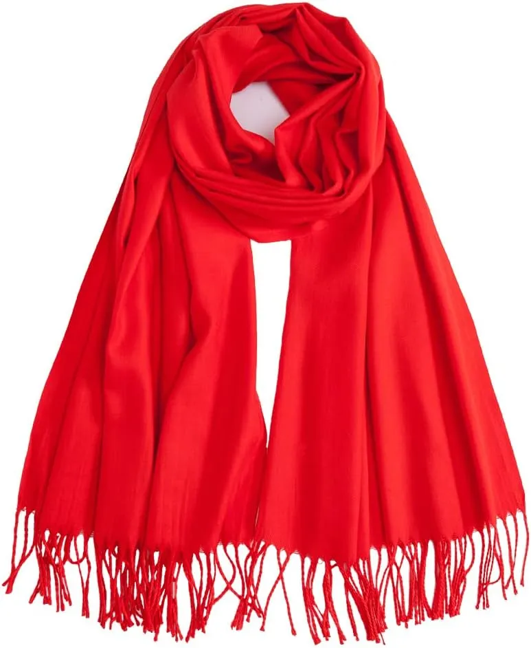 Large Soft Cashmere Feel Scarf Silky Pashmina Solid Colors Shawls Warm Wraps