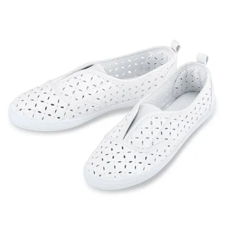 Laser-Cut Pattern Stretch Slip-On Sneakers