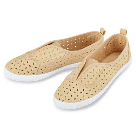 Laser-Cut Pattern Stretch Slip-On Sneakers