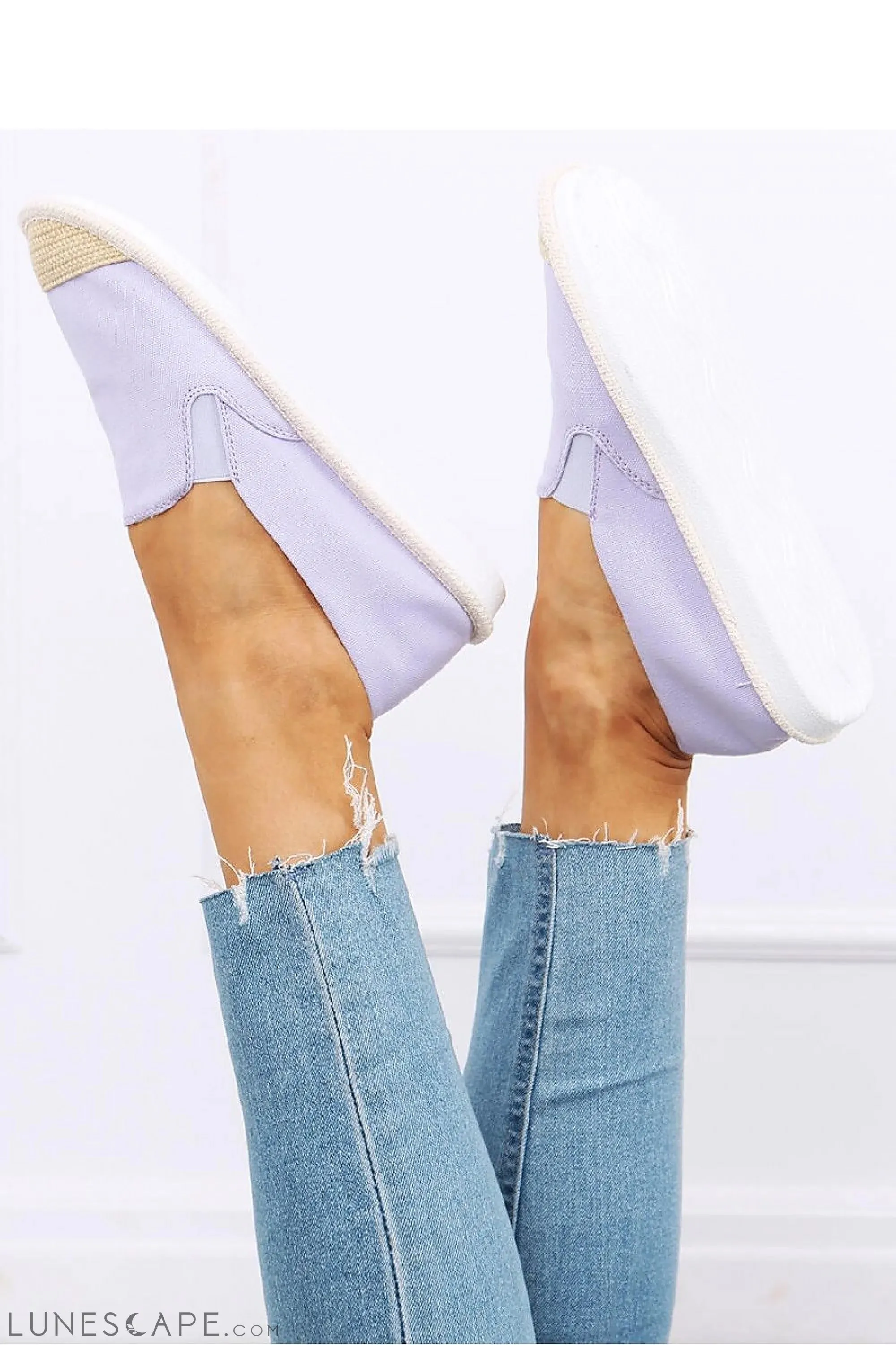 Lavender Canvas Espadrille Flats – Jute Cap Toe & Woven Sole Trim - Women