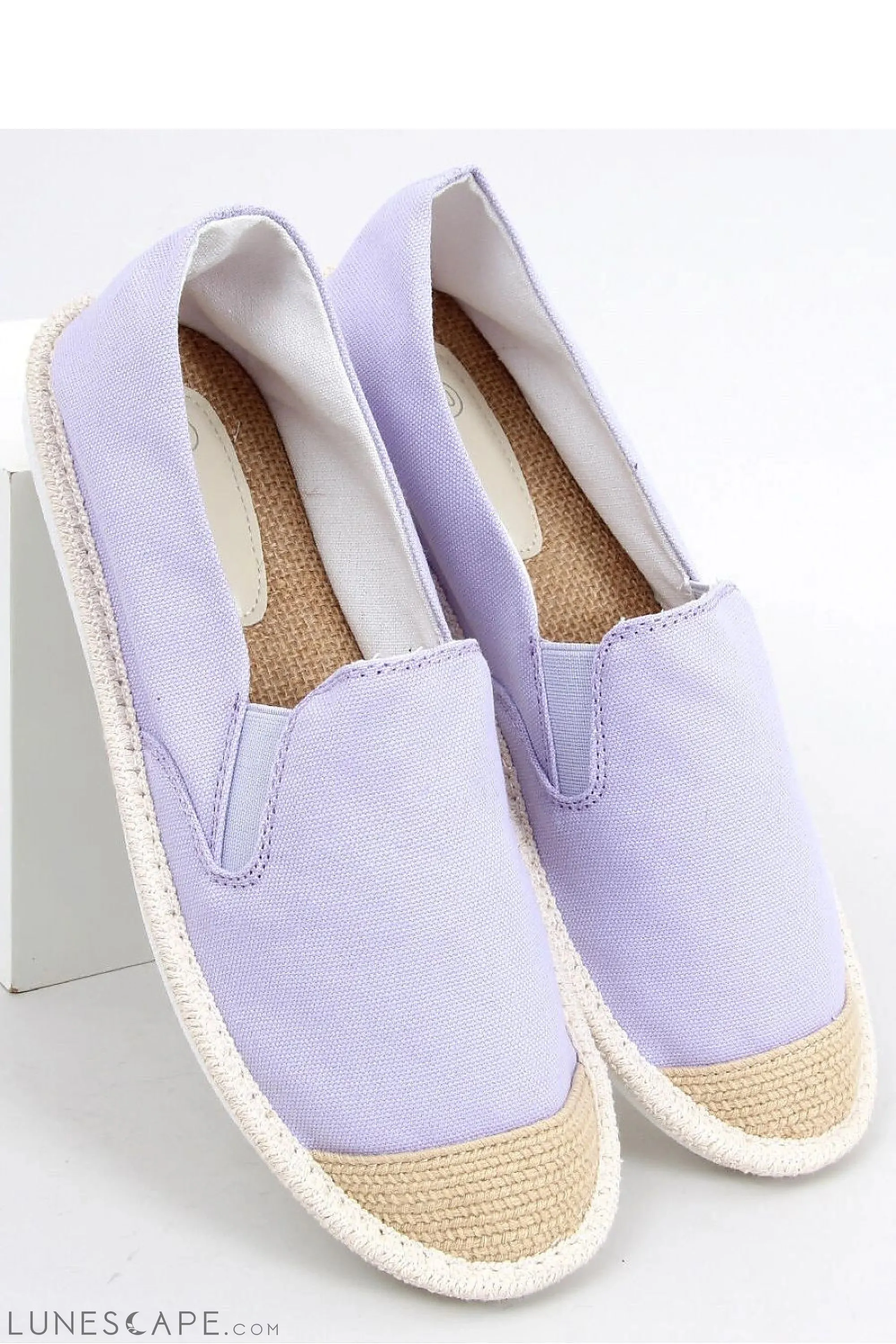 Lavender Canvas Espadrille Flats – Jute Cap Toe & Woven Sole Trim - Women