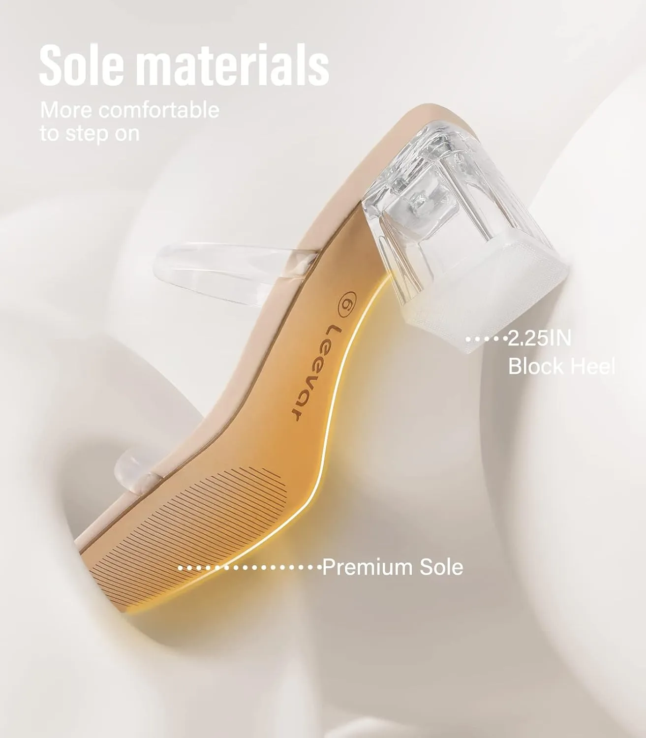Leevar Square Toe Heeled Sandals for Women - Women's Low Block Heels Sandals - 2.25IN Open Toe Ankle Strap Chunky Heels - Slip on Heeled Sandal Mule- Nude Black Strappy Heels for Party Wedding Dress Shoes
