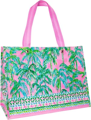 Lilly Pulitzer Pink/Green XL Market Shopper Bag, Oversize Reusable Grocery Tote with Comfortable Shoulder Straps, Suite Views